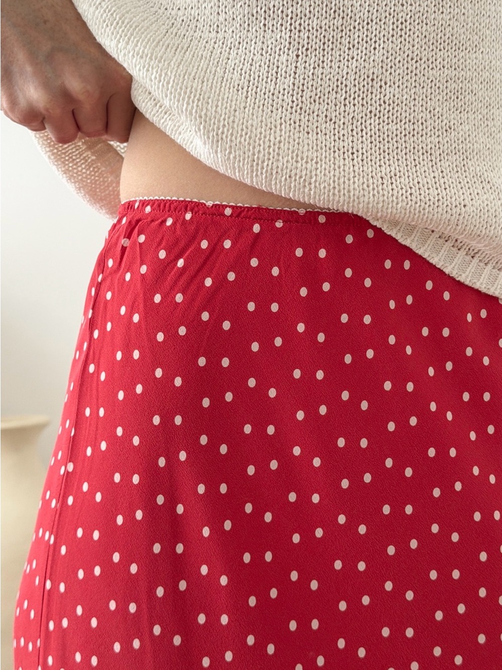 Red Polka Dot Midi Skirt
